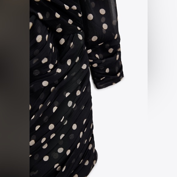 Zara mini dress polka dot longs sleeve casual party - Picture 6 of 9